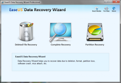 Recovery Wizard Home Screen