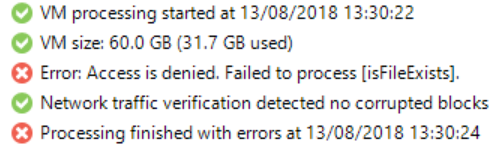 Veeam VeeamZip “Failed to process [isFileExists]” error when backing up Hyper-V