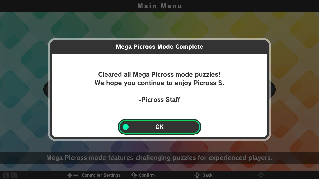 Picross S (Switch): COMPLETED!